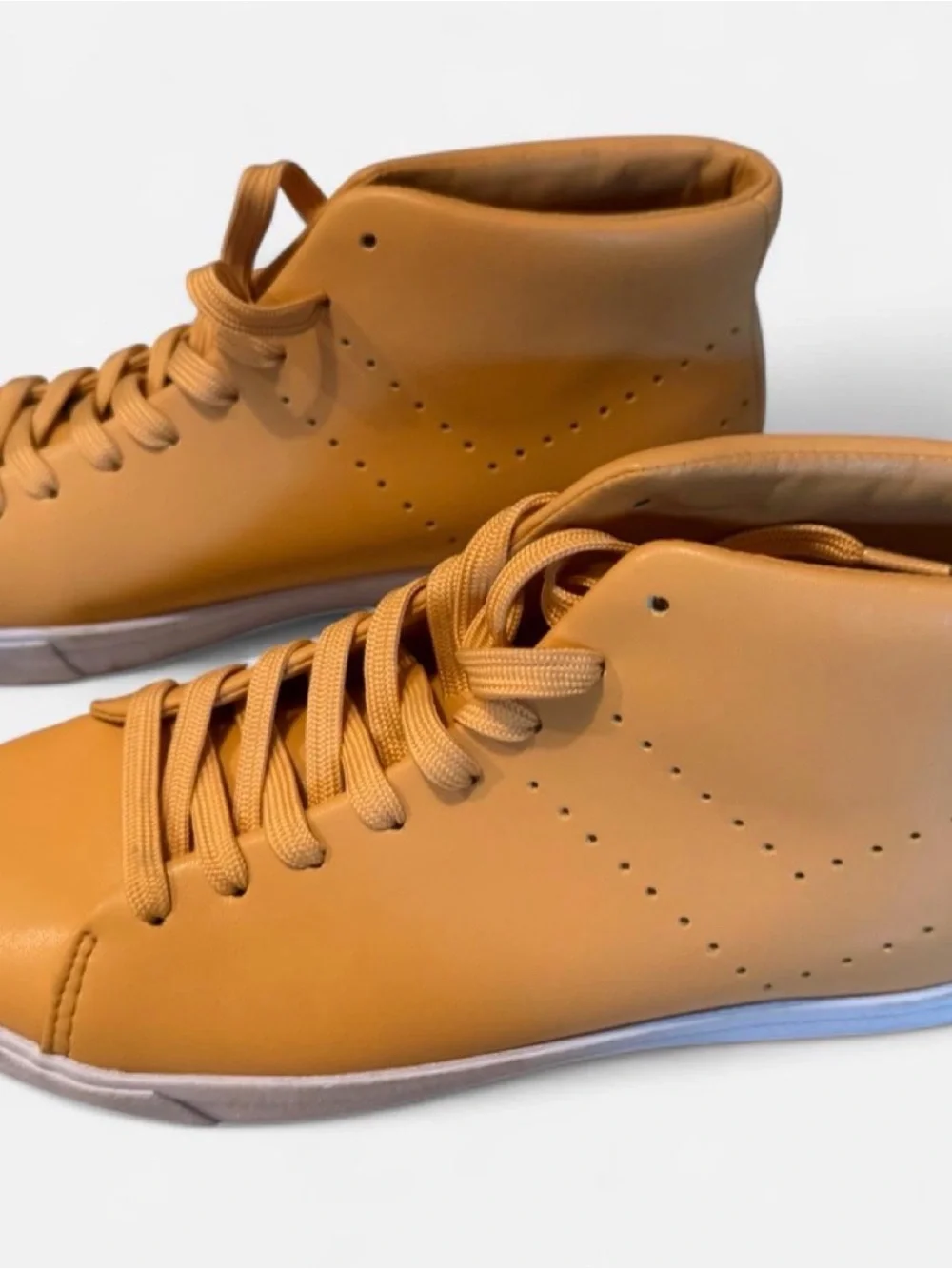 Pony Leather-Look High-Top Sneakers in Camel Tan
